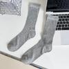 Spring and Summer Thin Solid-color Combed Cotton Boneless Women's Socks, Simple and Versatile, White Comfortable Pile-up Socks