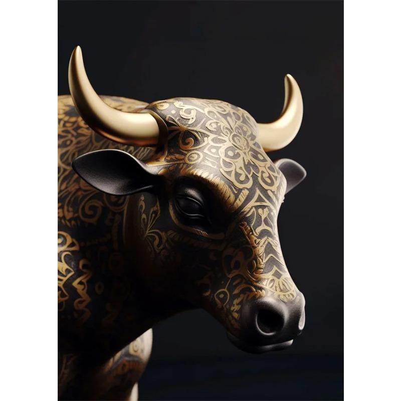 Schwarzes und goldenes Adler-Löwen-Leinwandbild – Nordisches Hirsch-Tiger-Wolf-Schwan-Ästhetik-Poster für Wohnzimmerdekoration, Metallgemälde