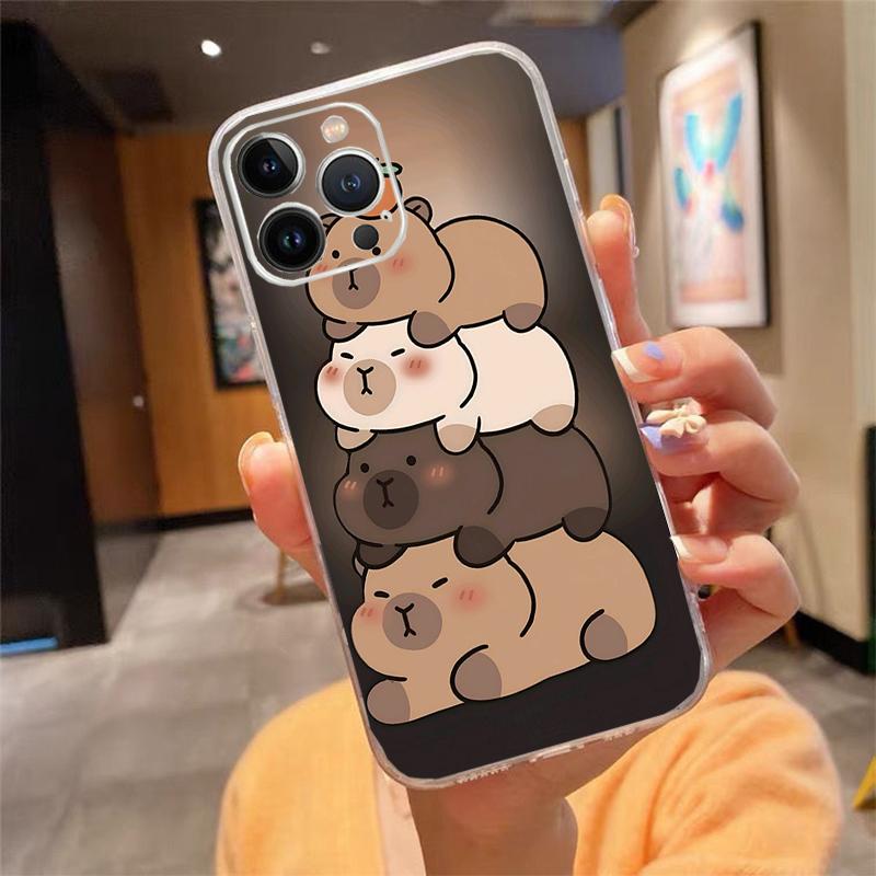 cartoon Cute capybara Phone Case Carcasa Funda For iPhone 17 Pro Max Air 16 15 14 13 Pro Max 15 16 Pro 15Plus Case