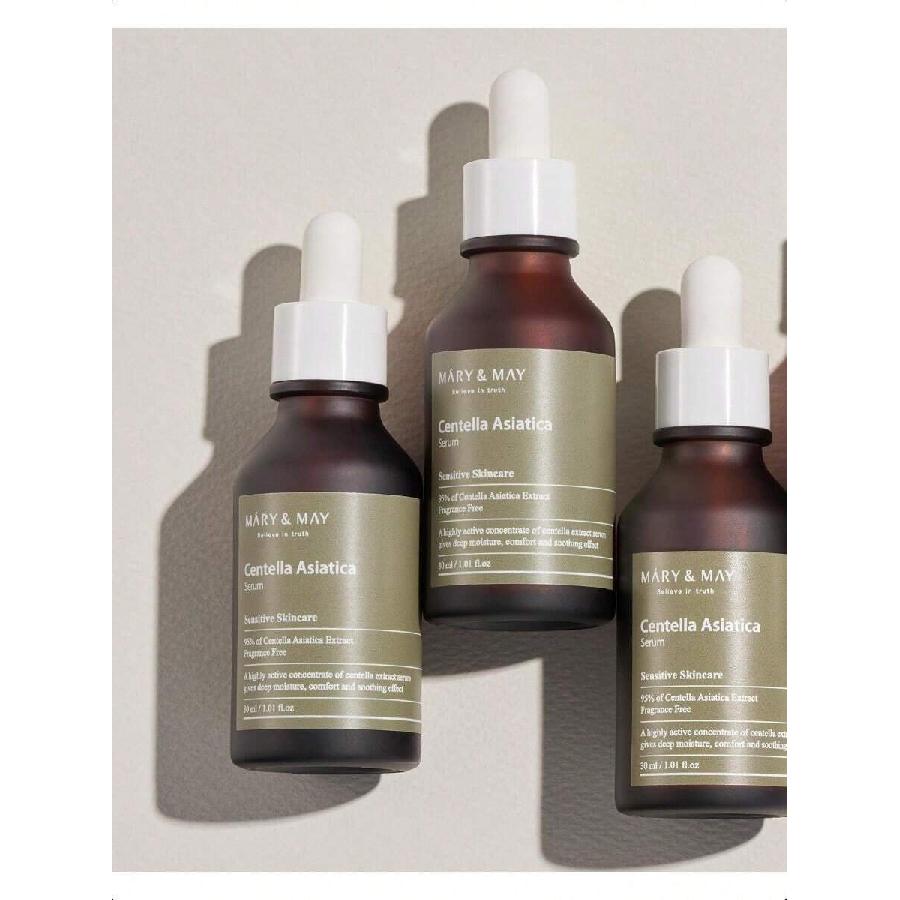 Mary&May Centella Asiatica Serum 30ml - 95% Of Cica Extracxt For Instant Skin Soothing, Regeneration, And Elasticity Improvement - Korean Face Serum