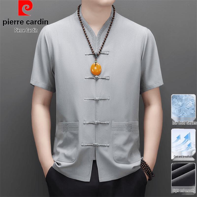 Pierre Cardin Men's Chinese Tang Suit Summer Top