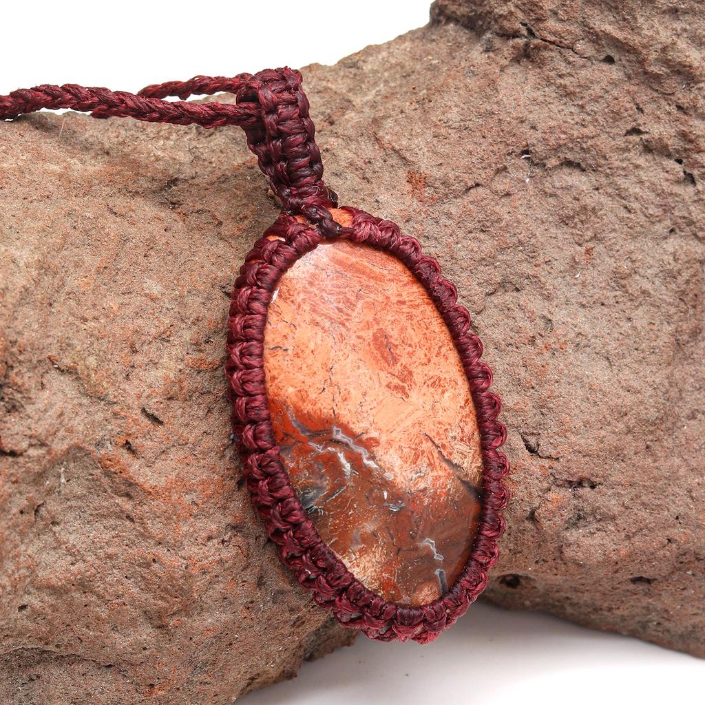 Pendant Necklace Macrame Picture Jasper The Yoga Crystal ? Gemstone Jewelry