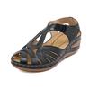 Plus Size 36-43 Shoes for Women Summer Wedge Sandals Non-slip PU Casual Platform Retro Shoes Hollow Out Cross Buckle Sandals