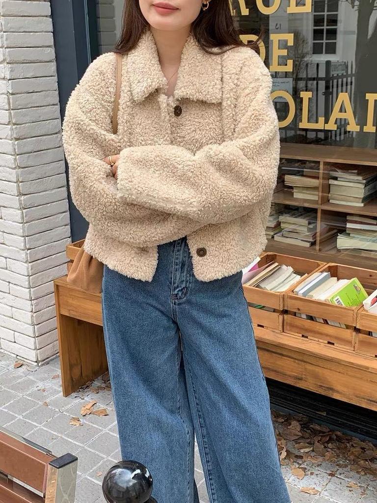 Korean Chic Plus Size Lapel Cardigan: Autumn/Winter Warm Loose Double-Sided Long Plush Coat for Women