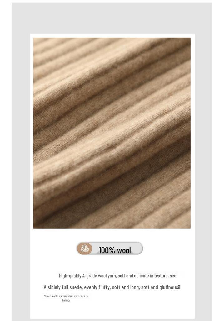 Women's Polo Neck Wool Sweater Dress - Slim Fit, Knee-Length, Ideal as Base Layer for Autumn/Winter Coats