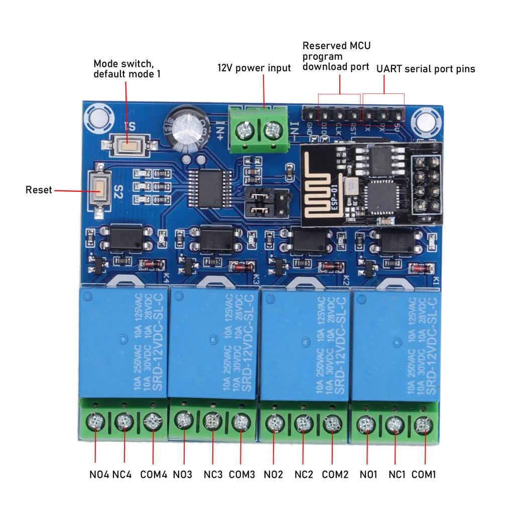 WiFi Relay Module 4 Channel Phone APP Remote Control   for Smart Home System  8266