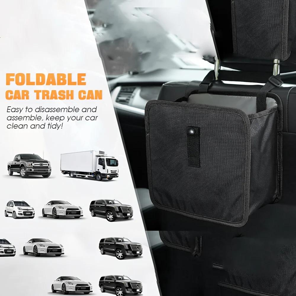 Foldable Car Trash Can, Large Capacity Car Hanging Waterproof Leakproof Trash Can Storage Bag, Car Interior Accessories чёрный