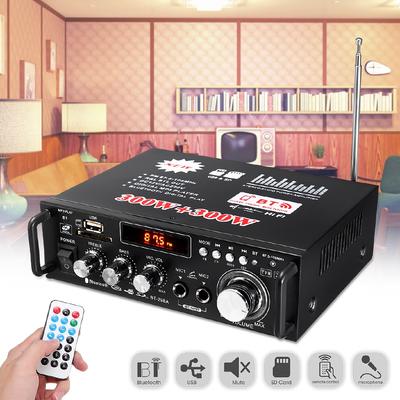 600W 12V/ 220V HIFI Audio Stereo Power Amplifier Bluetooth FM Radio 2CH Car Home