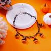 Gotische Halloween-Kürbis Halskette für Damen Cartoon Geist Fledermaus Zaubererhut Spinne Rotes Blut Holzperlen Choker Party Schmuck Geschenk