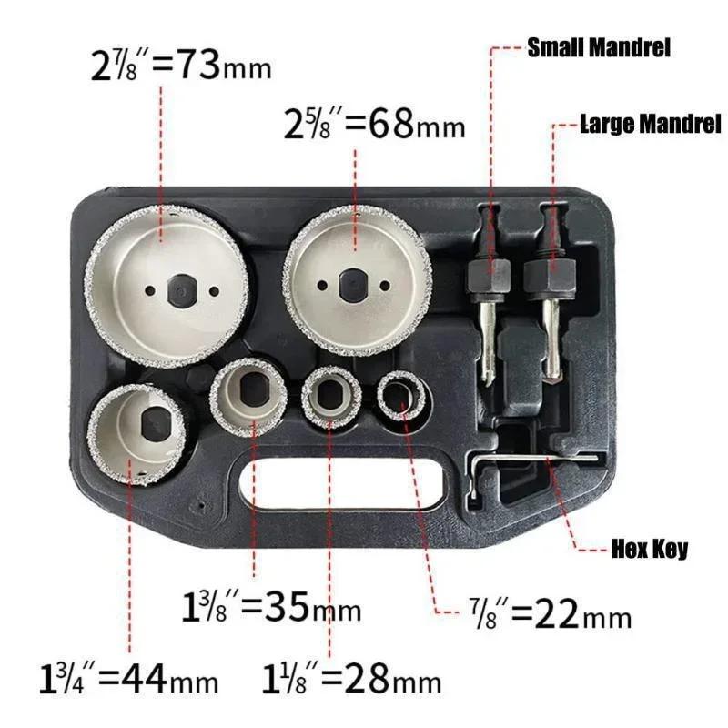 9-piece Set of Hard Alloy Ceramic Tile Hole Opener Set, Brazed Particle Alloy Hole Opener Combination Brick Wall Hole Opener