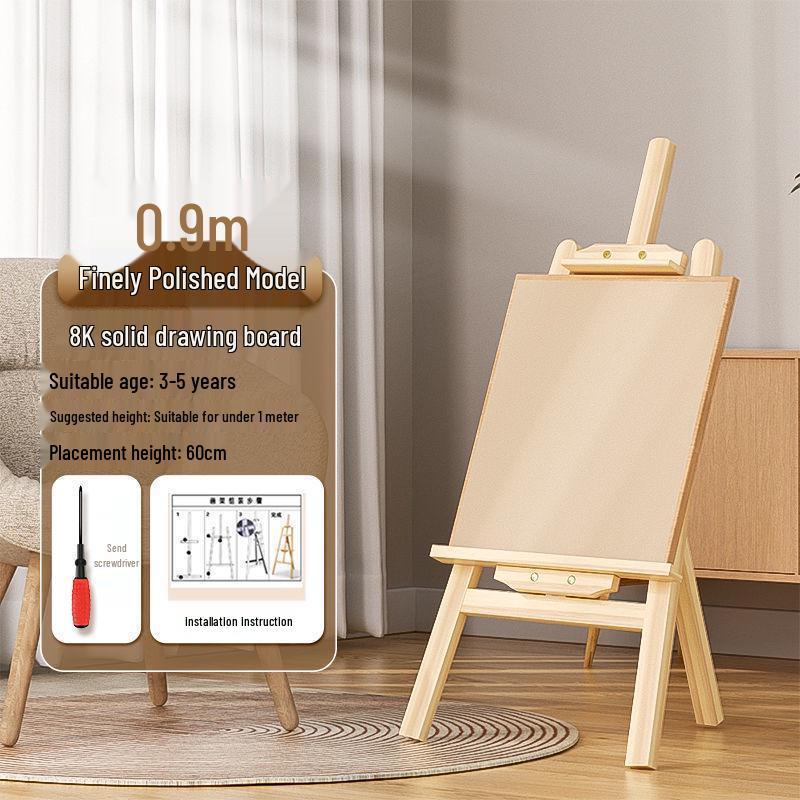 Wooden Tripod Floor Easel for Oil Painting - Foldable Art Student Stand