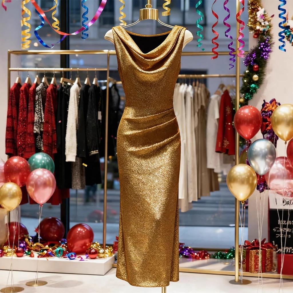 Abito Maxi Bodycon Senza Maniche con Scollo a Cappuccio Scintillante da Donna Elegante Abito da Festa Sera Cocktail