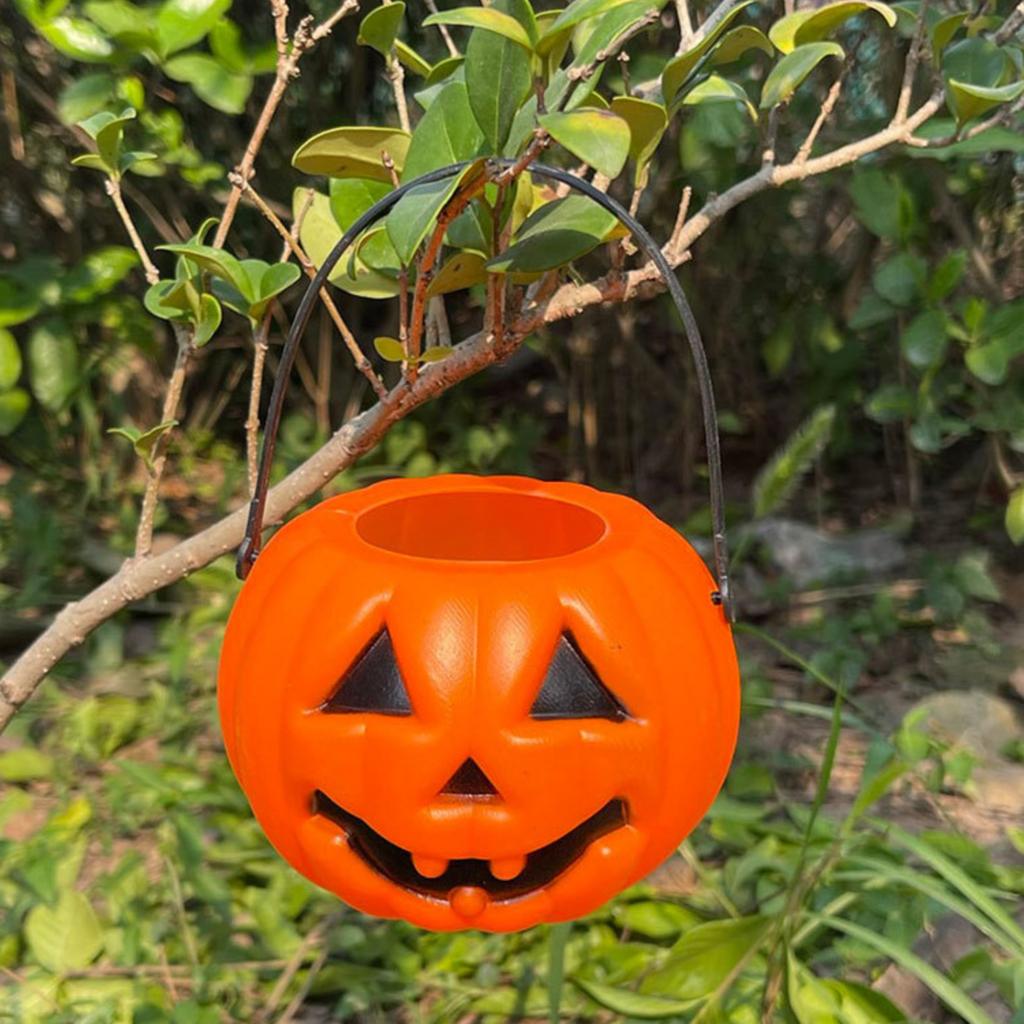 8 Pcs Plastic Candy Bucket - Halloween Trick Or Bucket, Orange Party Decorations, Candy Box For Kids