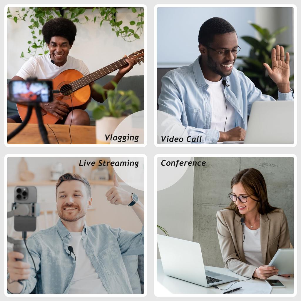 Lavalier microphone with USB-C port, condenser microphone compatible with iPhone 16/15 & Android Type-C, also compatible with PCs and laptops via USB-