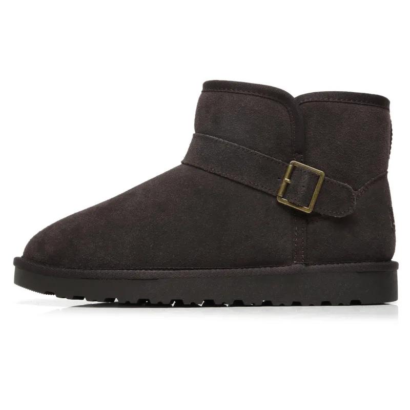 Fashion Men's Boots Cowhide Insulated Plush Snow Boots Genuine Leather Women's Shoes  Winter Women's Boots  Ankle Boots