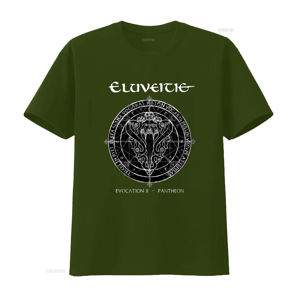 ELUVEITIE EVOCATION II PANTHEON T-Shirt Schwarz Vollgröße S 5XL Einzigartiges Mythisches Design für Vintage Gewaschen Atmungsaktiv Dehnbar