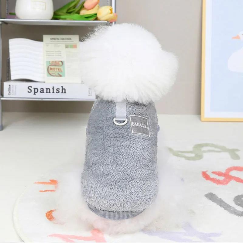 Hundjacka i mjuk korallfleece med D-Ring Hundkläder för små hundar Valpkläder Chihuahua Yorkshire Kläder Djurtillbehör