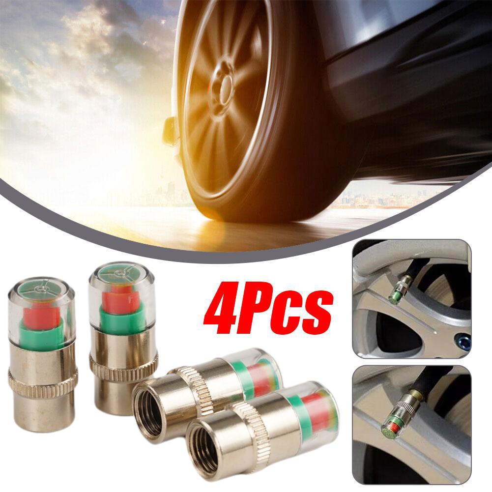 4pcs Car Tire Pressure Indicator Tire Pressure Gauge Indicator Alert Monitoring Valve Cap Sensor External Valve Detection