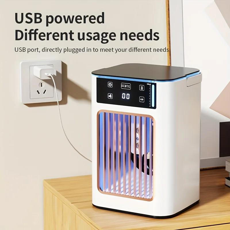 Mini Desktop Humidifying Air Conditioner Fan Usb Rechargeable Portable Desktop Mist Spray Cooling Fan for Home, Dorm, or Office