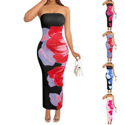 Women's Casual Printed  O Neck Long Dress Beach Dress Wedding Guest Dress Women's Dress