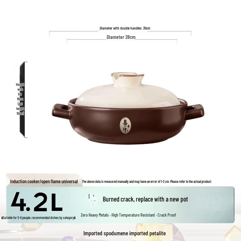 

ChuyiQi 4.2L Ceramic Stew Pot for Induction and Gas Stoves
