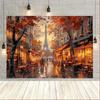 2D Plane 1 Piece of Vintage Paris Street Scene Oil Painting Background Suitable for Living Room Bedroom or Outdoor Area