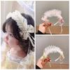 Sweet Bow Lace Headband Lolita Princess Hair Hoop Fashion Pearl Ribbon  for Baby Girls
