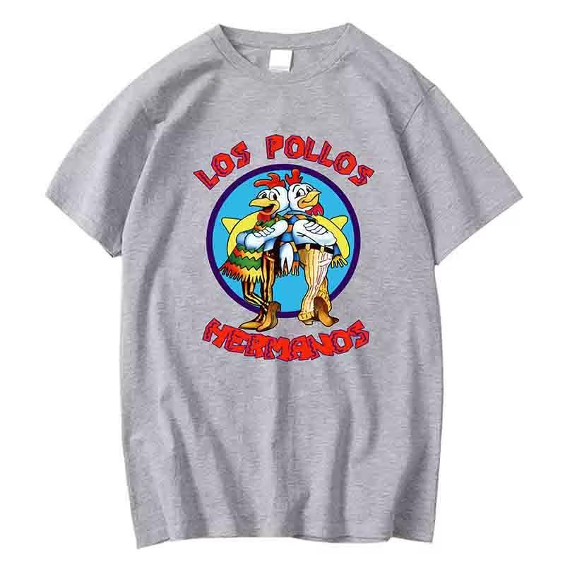 LOS POLLOS Hermanos Funny Printed TShirt Men Fashion Casual Short Sleeves Summer Cotton Breathable Tshirt Chicken Brothers Tees