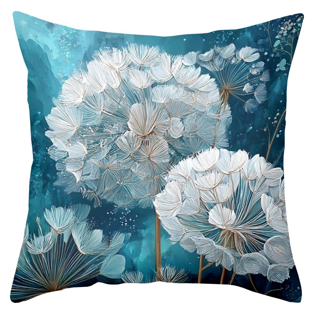 Blue Dandelion Patterned Cushion Covers For Home Decor Polyester Pillowcase, Sofa Decorative Cushion Cov Headboard Pillow