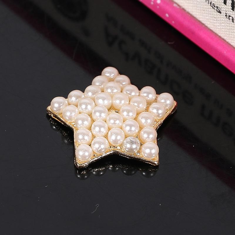 Engood 50Pcs Five-pointed Star Rhinestone Pearl Alloy Buttons Sewing Trim & Embellishments Craft DIY Hair Accessories Buckles