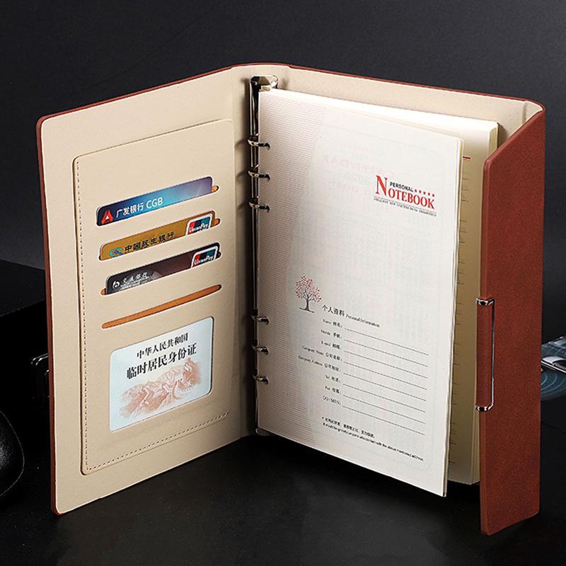 Magnetic Buckle PU Leather Business Notebook with Card Slot - Retro Style, Thickened Pages, Printable Stationery