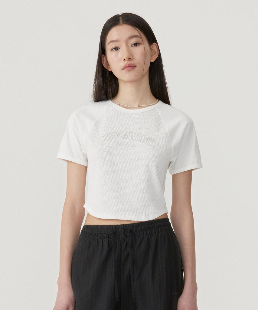 COVERNAT WOMAN Baby Fit Arch Cooper Logo Shirred T-Shirt White