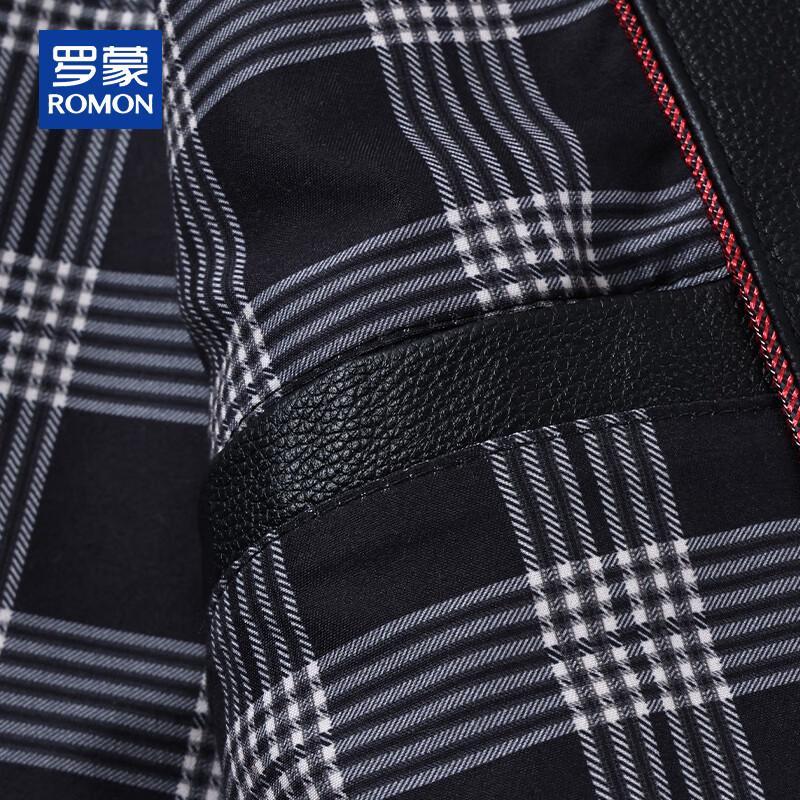 Romon Men's Genuine Leather Lapel Jacket