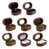 Black Walnut Wooden Engagement Ring Box Solid Wood Oval Shaped Ring Organizer for Proposal Wedding Ceremony Gift