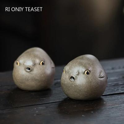 Kreativita Yixing Fialová Hlina Čajový Mazlíček Pufferfish Soška Ozdoby Ručně Vyráběné Čajové Figurky Řemesla Čínská Čajová Sada Dekorace Dárky