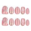 French White Butterfly Glitter Short Square False Nails