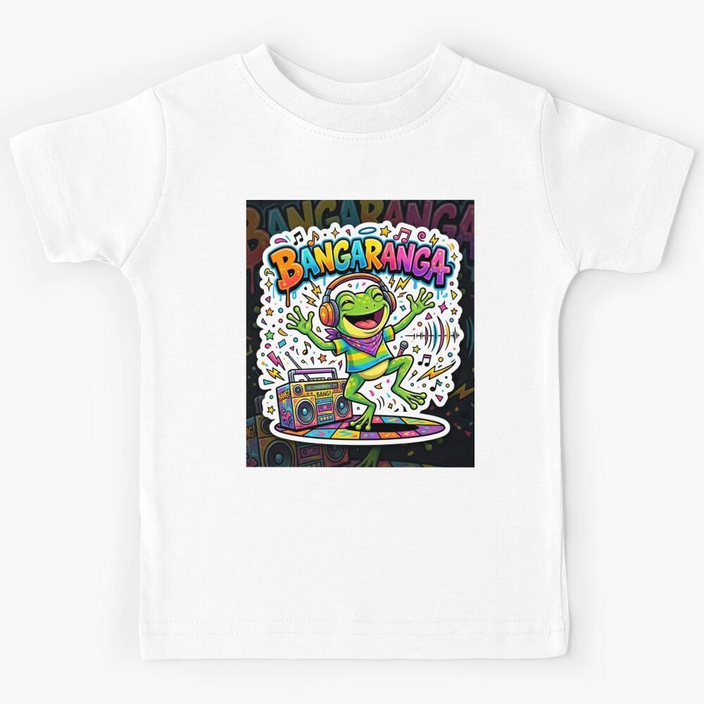 BANGARANGA Party Frog – Dancing Cute Cartoon Music Graffiti Design Kids T-Shirt 170