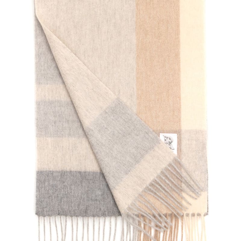 RECLOW RECLOW LAND 100% Cashmere Check Muffler Beige