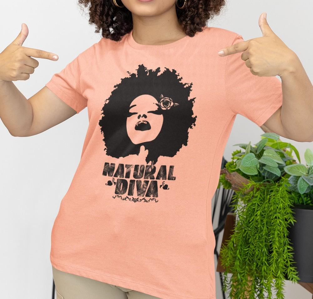 

Natural Diva T-Shirt Black Hair Shirt Melanin Hairstyle Afrocentric Women Locs 2XL