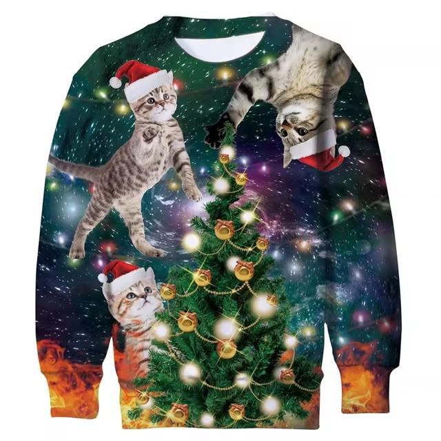 Autumn and Winter Men's Christmas 3D Printed Crew Neck Fashionable Versatile and Comfortable Hoodies & Sweatshirts (men’s)