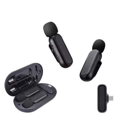 Microphone cravate sans fil K61 double 2,4 GHz avec étui de chargement pour smartphone