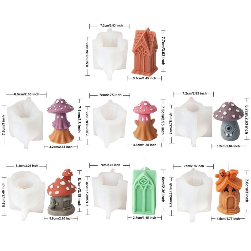 Halloween Silicone Moulds Mushroom House Candle Molds Scented Candle Molds Craft Supplies for Halloween Decorations