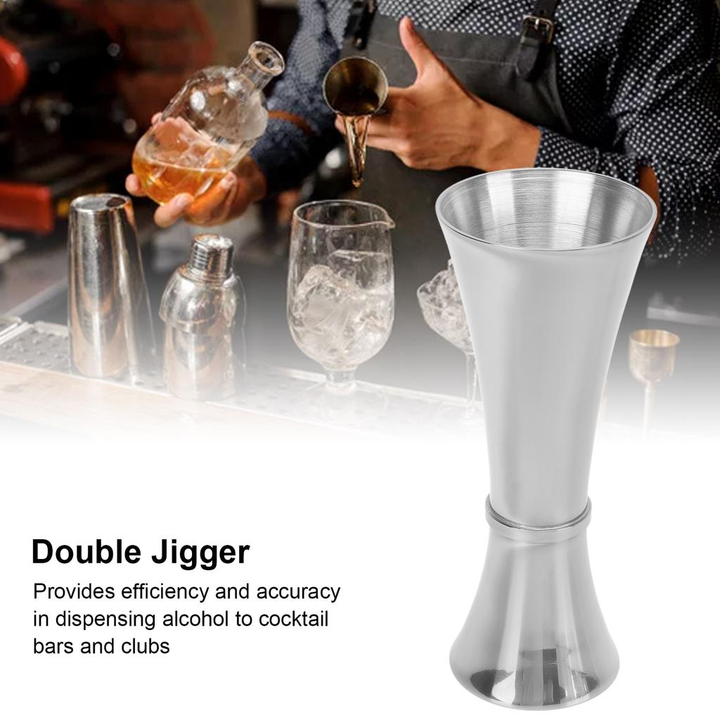 Double Jigger 304 Stainless Steel Thicken Design Wide Opening Glossy Appearance Easy Cleaning Alcohol Measuring Tool