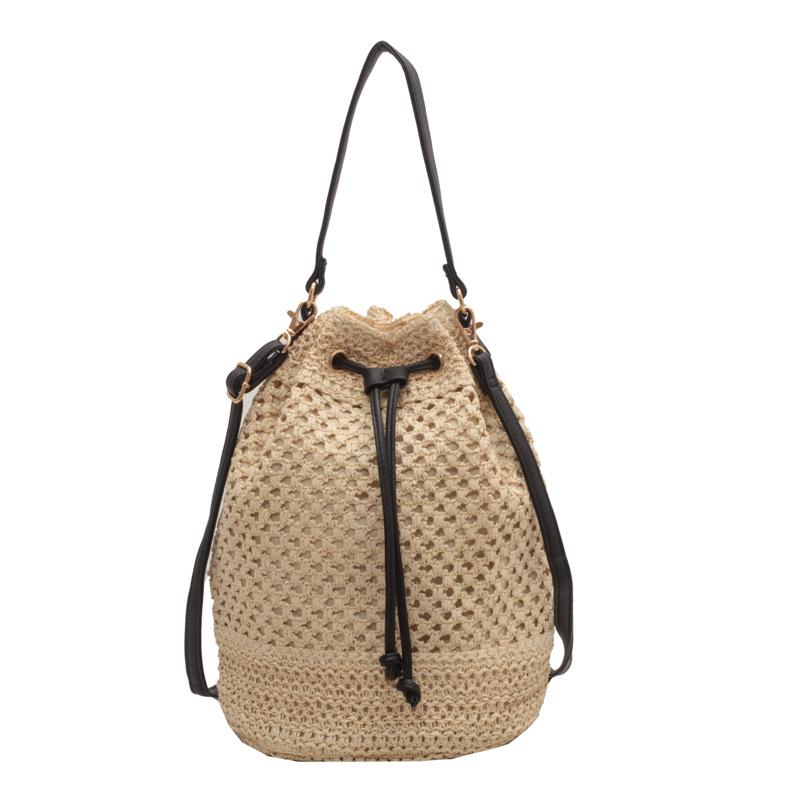 Summer Trend Woven Bucket Bag: Versatile Beach, Shoulder & Crossbody Handbag for Women