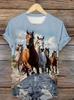 Summer New Horse Animal T-Shirts 3D Print Women's Round Neck Short Sleeve T Shirt Casual Tees Harajuku Y2K Tops Female Clothing