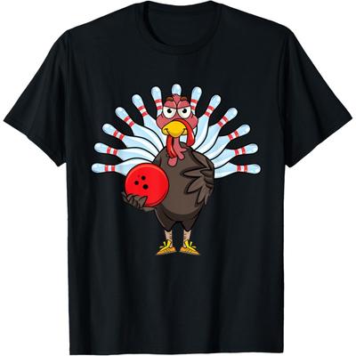 Thanksgiving Turkey Bowling Pin Matching Team Gift T-Shirt