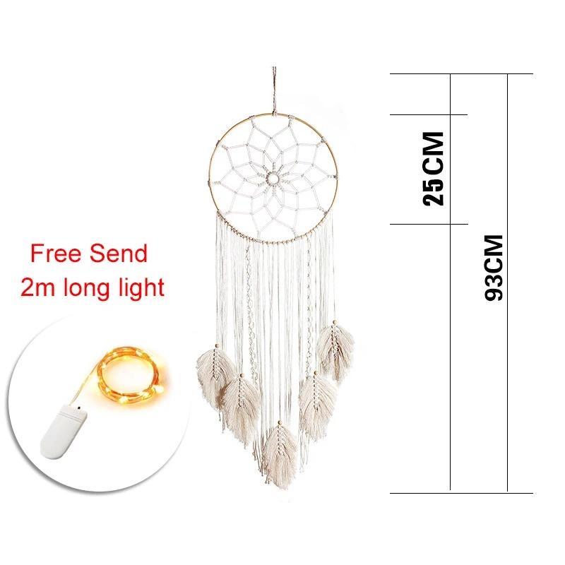 LED Light Dream Catcher Handmade Deamcatcher Feathers Wall Hanging Decoration Romantic Valentine's Day Gift for Girlfriend