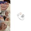 Chic Minimalist Geometric Open Ring For Women Stylish Pearl Accent Adjustable Size