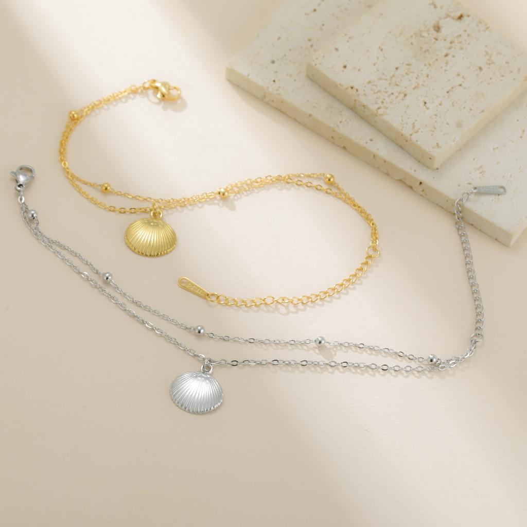 Cazador Sea Shell Double Chains Bracelets for Women Stainless Steel Summer Beach Holiday Jewelry Hand Bracelet Trend 2026 New