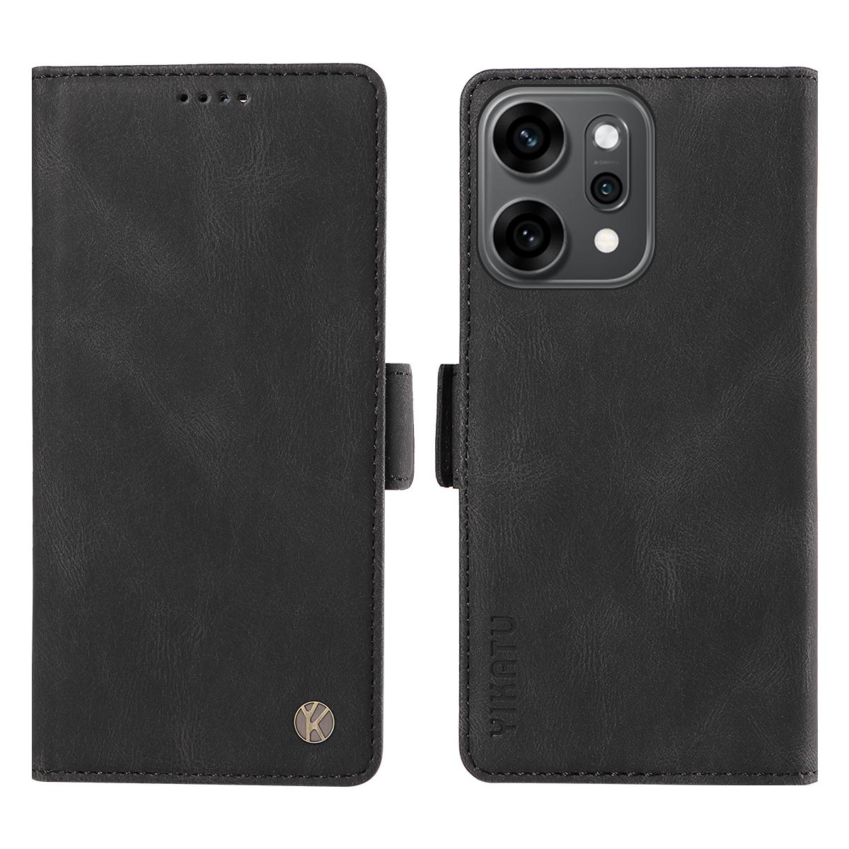 

For Oppo Reno14 Pro 5G (China)/Oppo Reno14 Pro 5G (Global) Leather Case YIKATU YK-005 Skin-touch Feeling Wallet Phone Cover Black